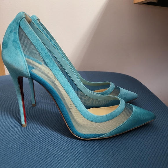 Christian Louboutin Blue and Red Heels - Picture 4 of 9